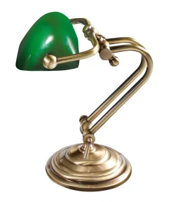 Best Giovanni Battista Schreibtischlampe Bronze Glasschirm Grün