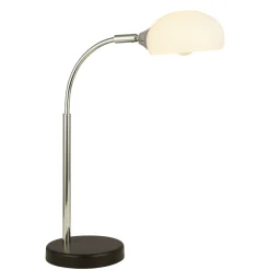 Searchlight Schreibtischlampe Glas Metall H: 49 cm Weiß Chrom verstellbar* Glaslampen|Retro Lampen