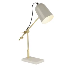 Searchlight Schreibtischlampe Grau Gold verstellbar 49 cm Marmor Sockel* Schreibtischlampen|Retro Lampen