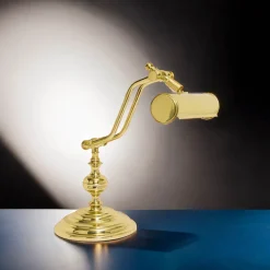 Giovanni Battista Schreibtischlampe Messing poliert 38 cm schwenkbar E14* Tischlampen|Badezimmer Lampe