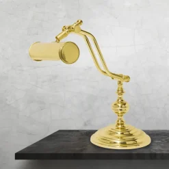 Giovanni Battista Schreibtischlampe Messing poliert 38 cm schwenkbar E14* Tischlampen|Badezimmer Lampe