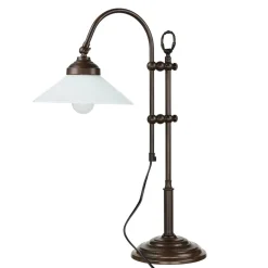 Discount Giovanni Battista Schreibtischlampe Messing Glas 49 cm E27 Braun Weiß