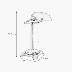 Giovanni Battista Schreibtischlampe Messing Glas H: 39,5 cm Zugschalter E27* Glaslampen|Messinglampen