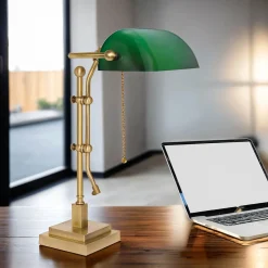 Sale Giovanni Battista Schreibtischlampe Messing Glas H: 49 cm Zugschalter E27