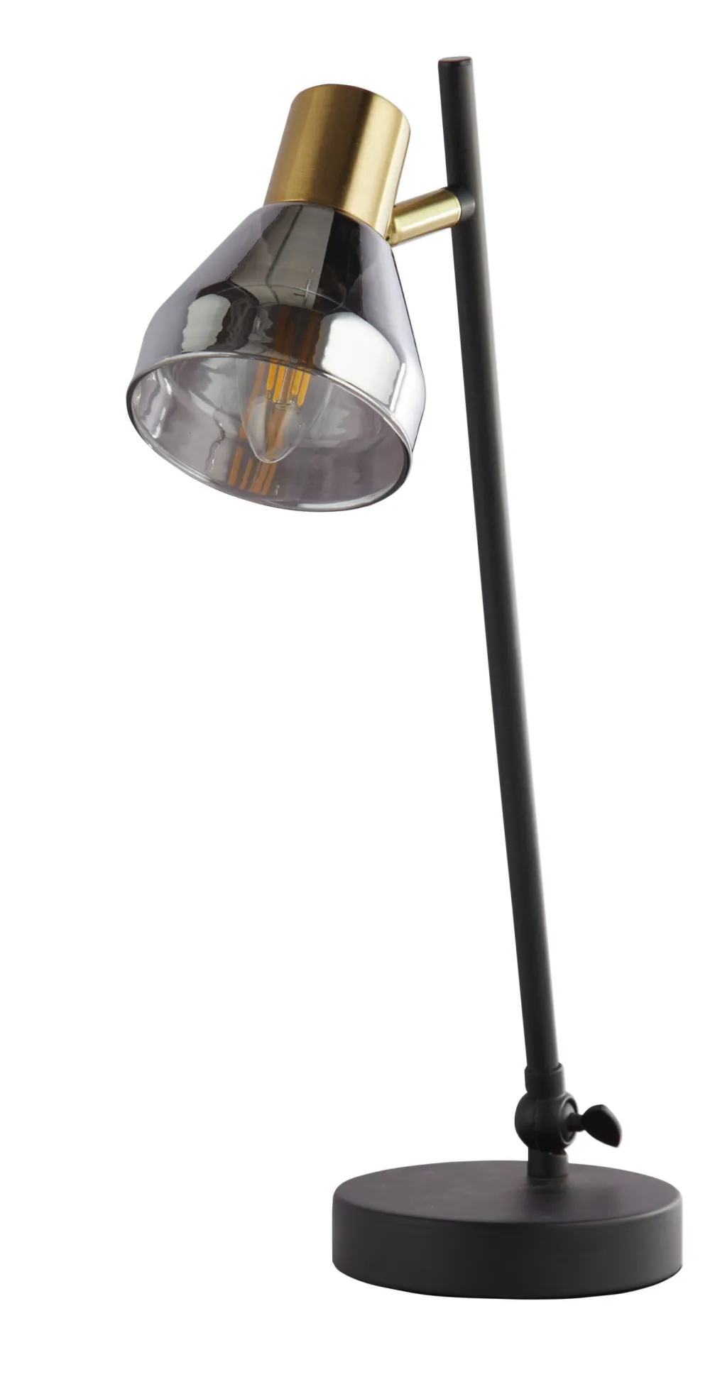 Discount Searchlight Schreibtischlampe verstellbar 42 cm E14 Rauchglas Metall