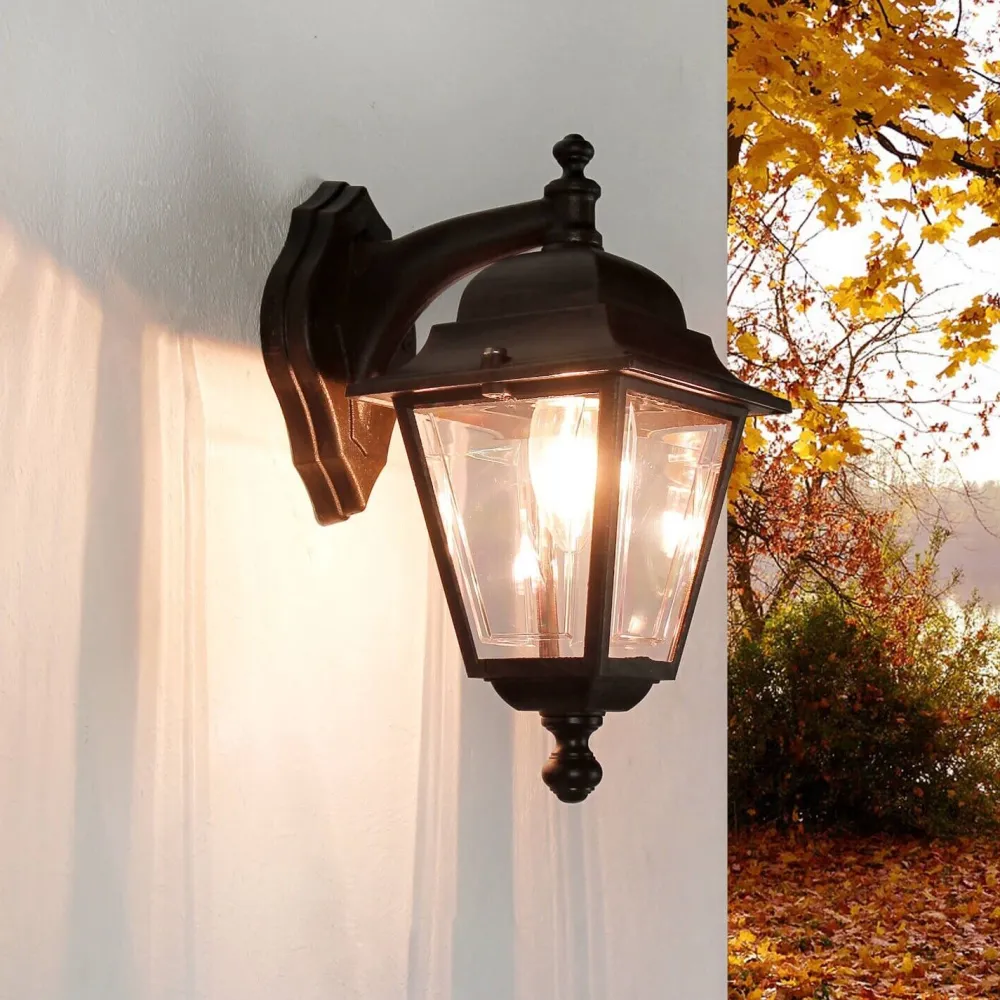 Lido Schwarze Außenlampe Aluminium IP44 Rustikal E27* Außenwandleuchten|Rustikale Lampen