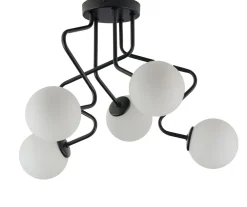 Sigma Schwarze Deckenlampe G9 Glas Kugeln Metall geschwungen* Deckenleuchten|Kugellampen