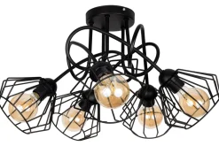Belis Schwarze Deckenlampe Metall Draht E27 L:60 cm 5-flammig* Bürolampen|Wohnzimmerlampen