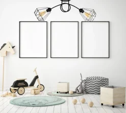 Hot Belis Schwarze Deckenlampe Retro Metall E27 L:90 cm 2-flammig