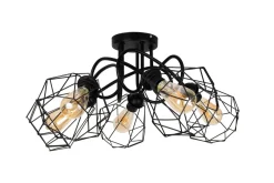 Outlet Belis Schwarze Deckenlampe Retro Metall E27 L:65 cm 5-flammig