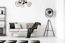 Belis Schwarze Deckenlampe Retro Metall E27 L:65 cm 3-flammig* Bürolampen|Wohnzimmerlampen