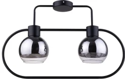 Sigma Schwarze Deckenlampe Silber Metall Glas E27 stylisch* Deckenleuchten|Kugellampen
