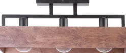 Sigma Schwarze Deckenleuchte Holz Metall 3-flammig 60 cm E27* Deckenleuchten|Flurlampen