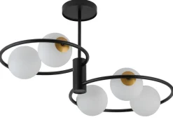 Discount Sigma Schwarze Deckenleuchte Metall G9 5-flammige Glas Kugel