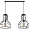 Belis Schwarze Hängelampe Draht Metall 85 cm 2-flmg E27 Loft* Hängelampen|Bürolampen