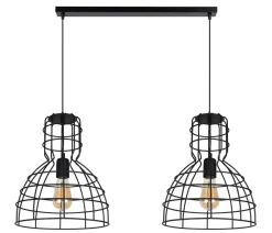 Belis Schwarze Hängelampe Draht Metall 85 cm 2-flmg E27 Loft* Hängelampen|Bürolampen