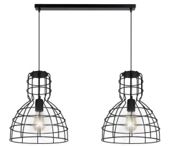 Belis Schwarze Hängelampe Draht Metall 85 cm 2-flmg E27 Loft* Hängelampen|Bürolampen