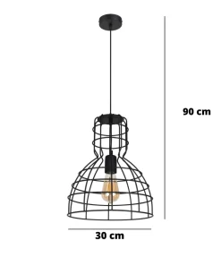 Sale Belis Schwarze Hängelampe Drahtschirm Metall Ø30 cm E27 Loft