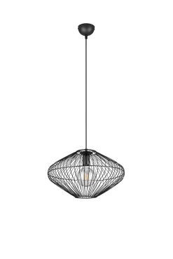 Trio Reality Schwarze Hängelampe Drahtschirm Metall E27 Ø38 cm Retro* Hängelampen|Bürolampen