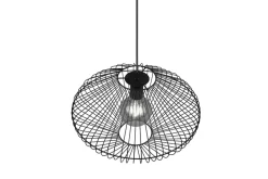 Trio Reality Schwarze Hängelampe Drahtschirm Metall E27 Ø38 cm Retro* Hängelampen|Bürolampen