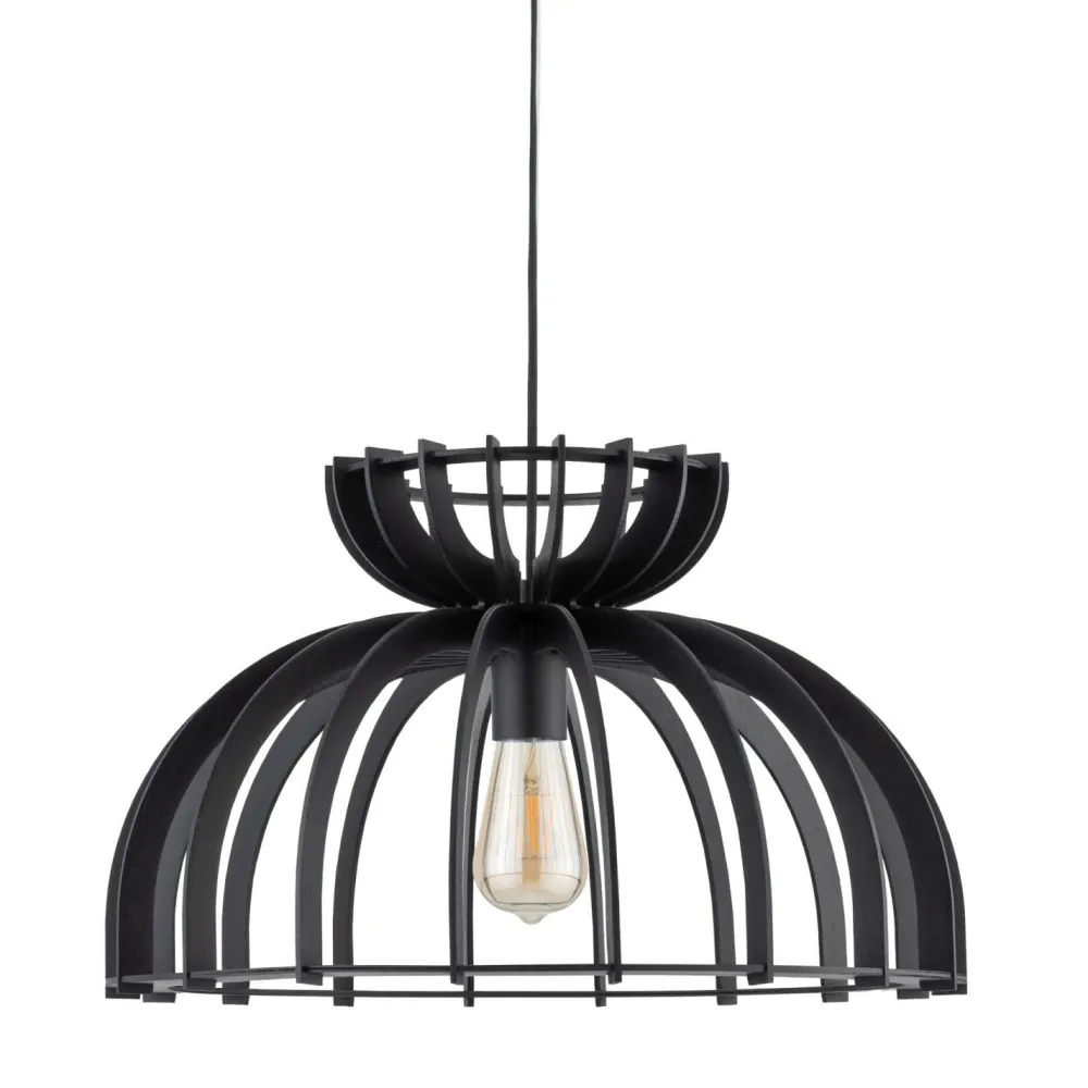 Nowodvorski Schwarze Hängelampe Holz Metall Ø 48 cm E27 verstellbar* Hängelampen|Bürolampen