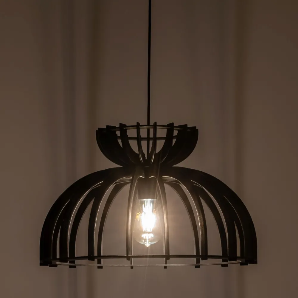 Nowodvorski Schwarze Hängelampe Holz Metall Ø 48 cm E27 verstellbar* Hängelampen|Bürolampen