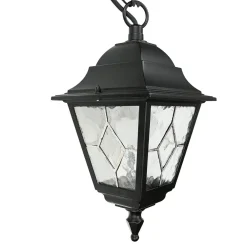 Best Elstead Schwarze Hängelampe IP43 Rustikal Kirchenglas