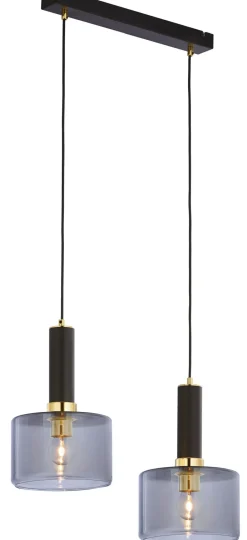 Jupiter Schwarze Hängelampe Metall Glas in Rauchgrau E27* Hängelampen|Moderne Lampen