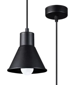 Sollux Schwarze Hängelampe Metall Ø 14 cm Retro E27* Hängelampen|Wohnzimmerlampen