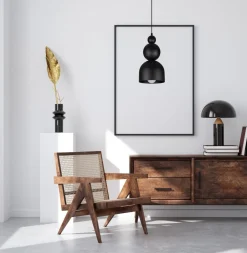 Belis Schwarze Hängelampe Metall Loft Design E27 B:17 cm rund