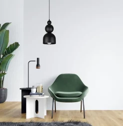 Belis Schwarze Hängelampe Metall Loft Design E27 B:17 cm rund