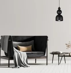 Belis Schwarze Hängelampe Metall Loft Design E27 B:17 cm rund