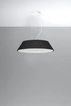 Sollux Schwarze Hängelampe Stoff Glas rund Ø 60 cm Modern 5x E27* Hängelampen|Stofflampen