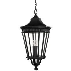Elstead Schwarze Hängeleuchte Alu Glas verstellbar Rustikal* Außenleuchten Antik|Gartenlaternen