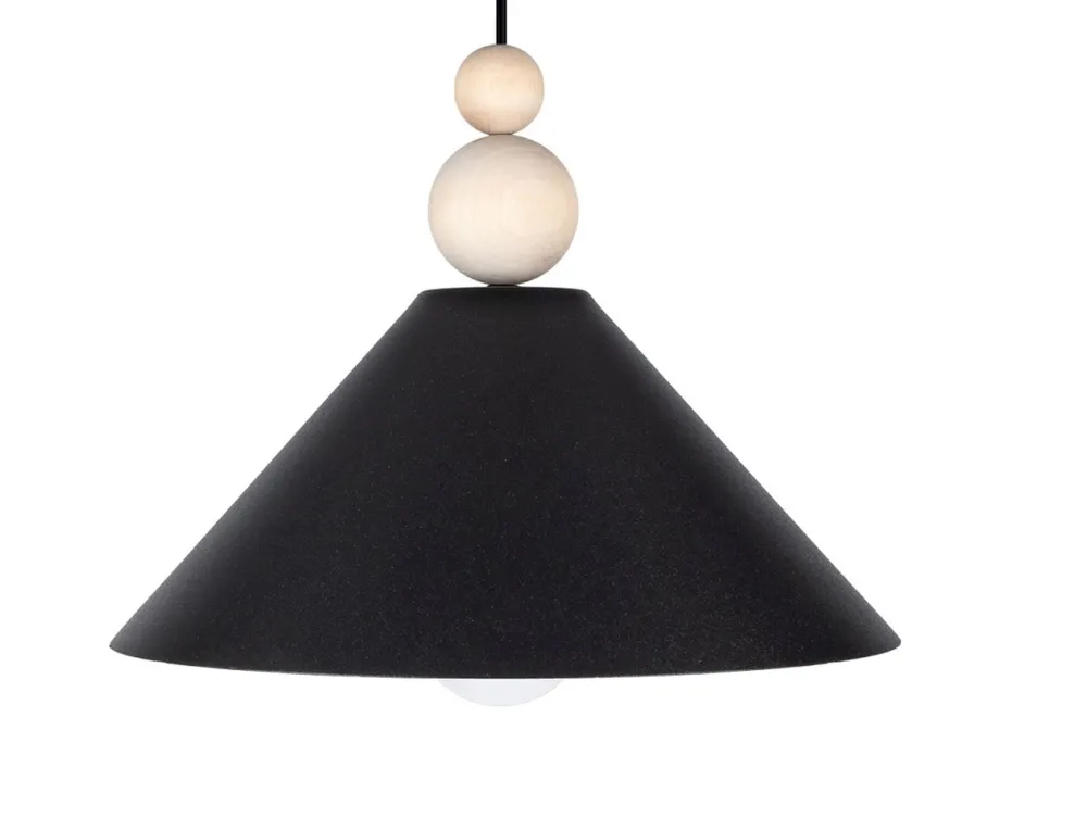 Best Belis Schwarze Hängeleuchte Holz Metall Ø26 cm E27 gemütlich