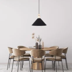 Best Belis Schwarze Hängeleuchte Holz Metall Ø26 cm E27 gemütlich