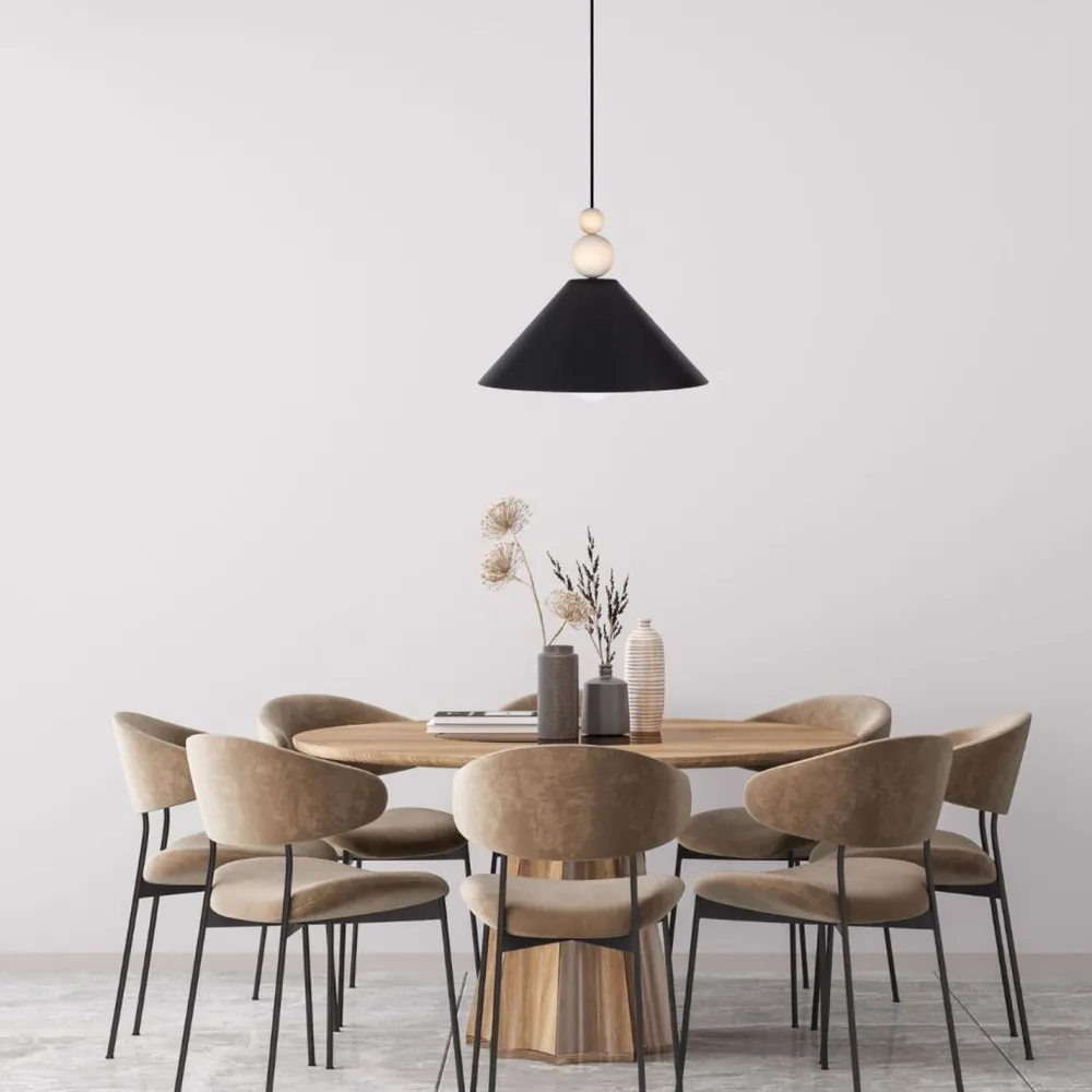 Best Belis Schwarze Hängeleuchte Holz Metall Ø26 cm E27 gemütlich