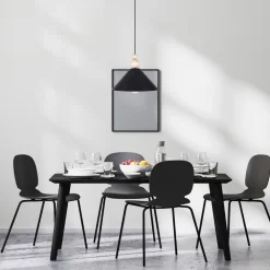 Best Belis Schwarze Hängeleuchte Holz Metall Ø26 cm E27 gemütlich