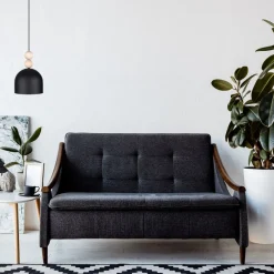 Belis Schwarze Hängeleuchte Metall Holz Ø17 cm E27 wohnlich* Hängelampen|Bürolampen