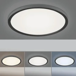 New Just Light Schwarze LED Deckenlampe dimmbar Ø40 cm Fernbedienung