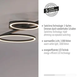 Just Light Schwarze LED Deckenlampe Metall 120 cm länglich 4850 lm* Deckenleuchten|Flurlampen