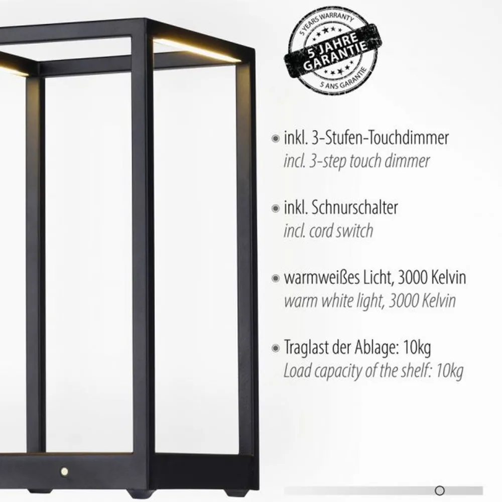 Paul Neuhaus Schwarze LED Tischlampe dimmbar Touch 26 cm 4 W Memory* Wohnzimmerlampen|Schlafzimmer Lampen