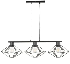 Sigma Schwarze Pendelleuchte 3-flammig Draht L:87 cm Metall* Vintage Lampen|Designerlampen