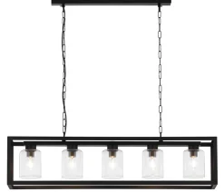 Best Jupiter Schwarze Pendelleuchte Metall Glas 5-flammig Loft