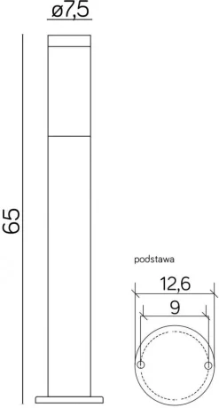 SU-MA Schwarze Pollerleuchte BETULA 65cm Edelstahl IP44* Moderne Außenleuchten|Wegeleuchten