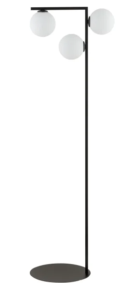 Sigma Schwarze Stehlampe Glas Metall wohnlich 150 cm 3-flmg* Kugellampen|Moderne Lampen