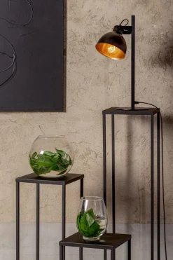 Sigma Schwarze Tischlampe Gold flexibel E27 45 cm Industrial* Schlafzimmer Lampen|Industrie Lampen