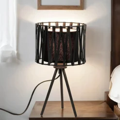 New Easylight Schwarze Tischleuchte Metall H 35cm Doppelschirm