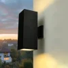 SU-MA Schwarze Wandlampe außen IP54 eckig 30cm Up Down* Metall Lampen|Feuchtraumleuchten