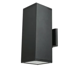 SU-MA Schwarze Wandlampe außen IP54 eckig 30cm Up Down* Metall Lampen|Feuchtraumleuchten